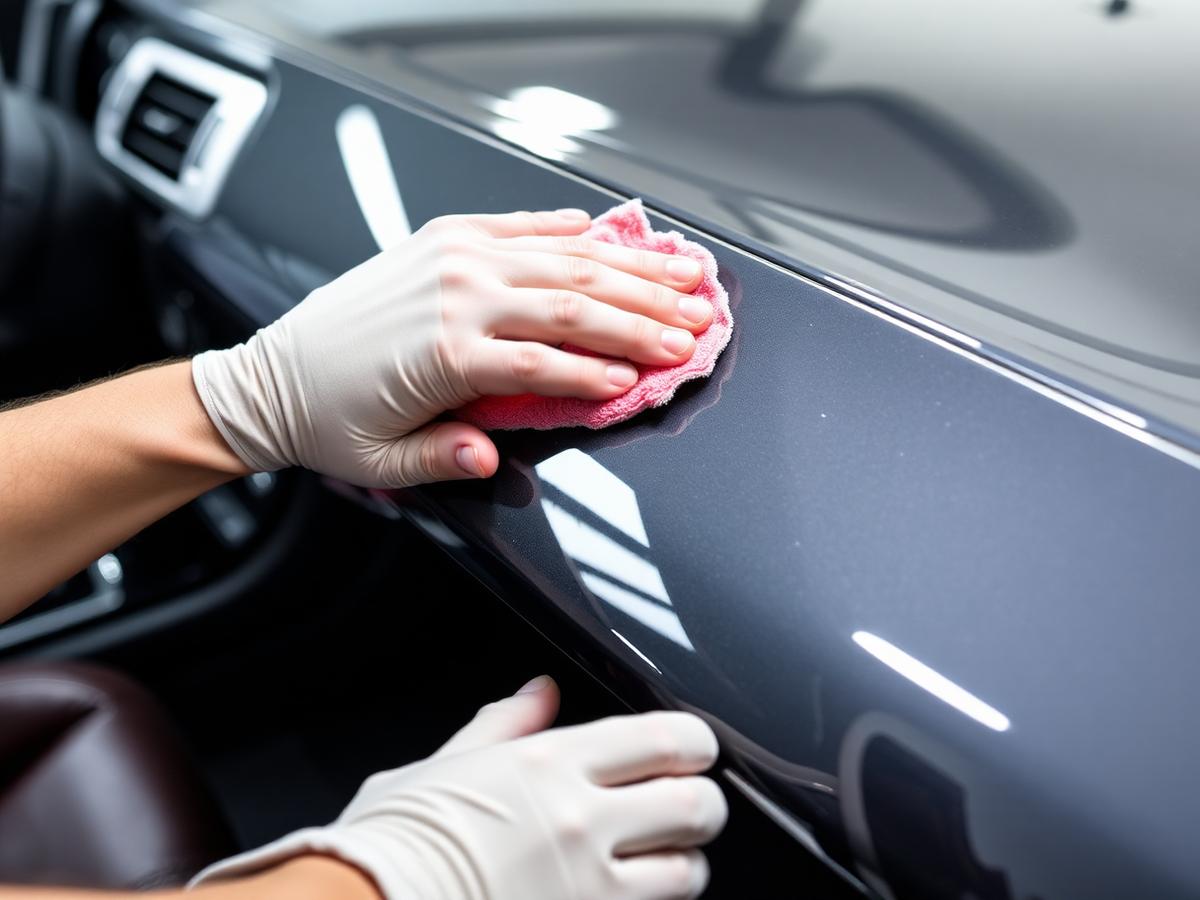 Auto detailing polishing a vehicle panel